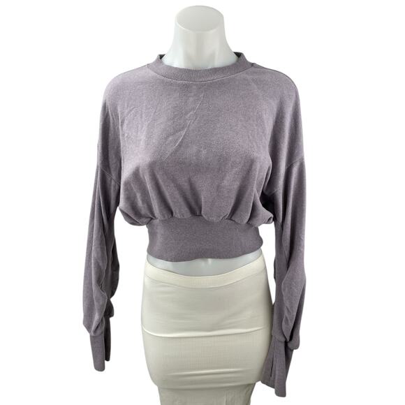Sweaty Betty Tops - Sweaty Betty Delight Luxe Purple Fleece Blouson Crop Sweatshirt Sweater Top XS